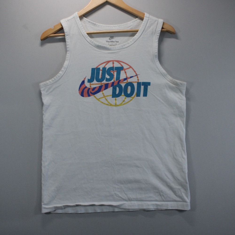 Nike Tee Men S Just Do It Graphic Sleeveless Tank White Athletic Muscle Shirt